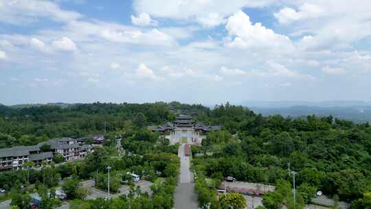 重庆大足宝顶山石刻景区大门航拍