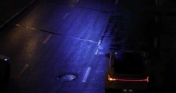 雨夜城市车流街道马路深夜交通