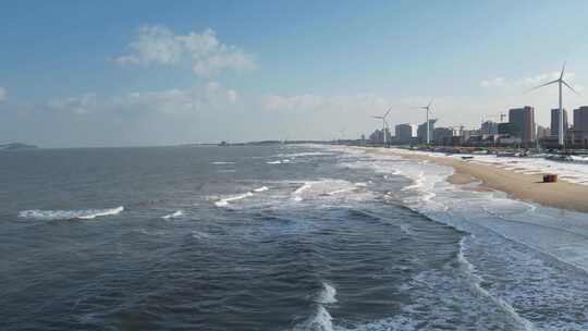 冬日的威海那香海海滩航拍素材