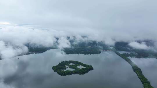 西湖云海山川森林云大山风景云海云雾山水