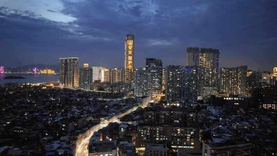 航拍厦门城市夜景视频素材模板下载