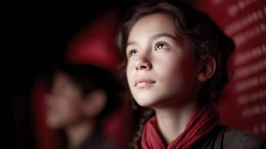 展望未来的少年儿童眼神充满希望