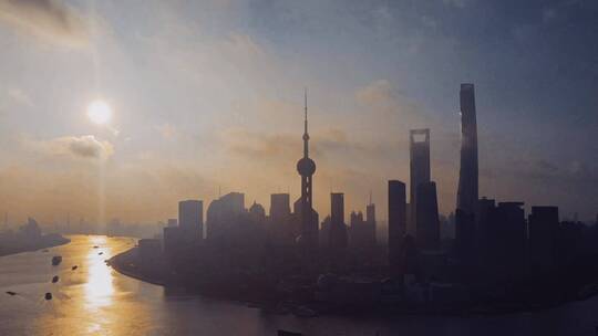 上海日出清晨风光视频素材模板下载