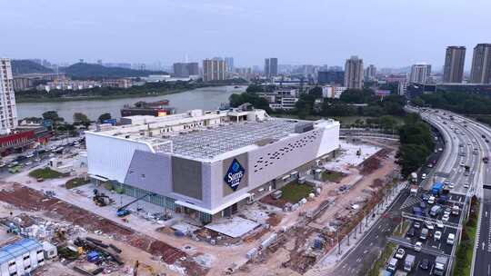 广州荔湾山姆会员店航拍素材