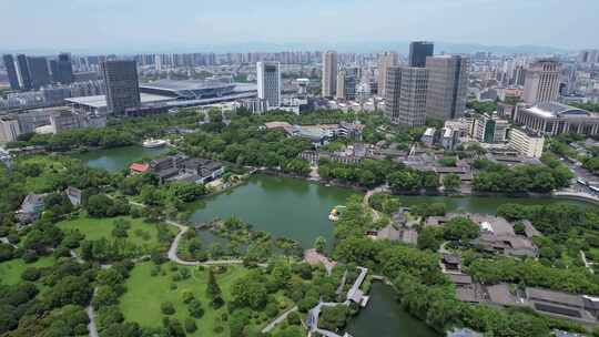 浙江宁波天一阁月湖公园航拍