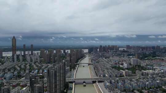 夏日暴雨前芜湖主城风光航拍素材