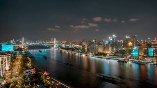 上海_南浦大桥_黄浦江夜景_夜景延时4K视频素材模板下载