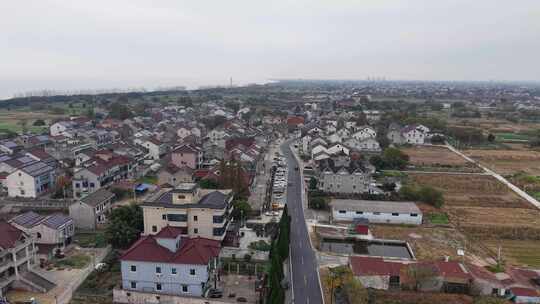 乡村全景俯瞰，房屋错落有致的景象