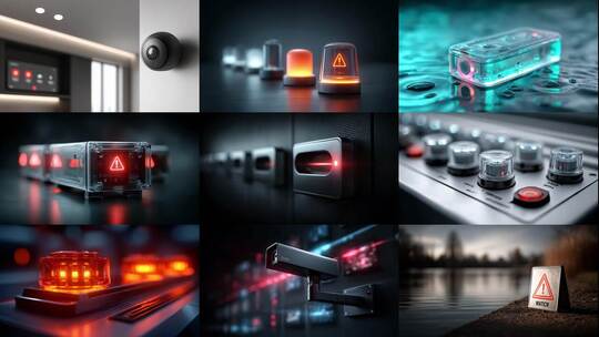 高科技报警警示灯光闪烁安全预警系统高清在线视频素材下载