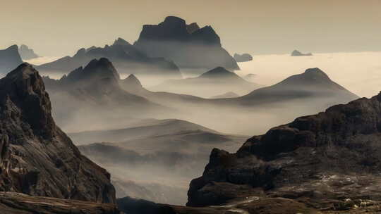 山顶 云雾缭绕  山水画