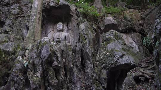 杭州灵隐寺飞来峰塑像视频素材模板下载