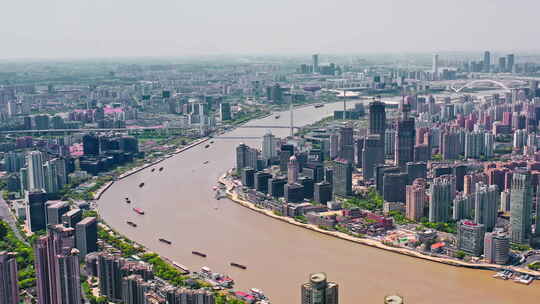 上海陆家嘴黄浦江浦东浦西都市空镜航拍