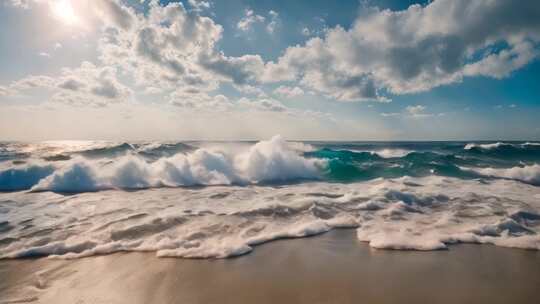 海边阳光海浪风景