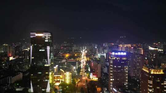 航拍福建莆田东园东路夜景莆田夜景