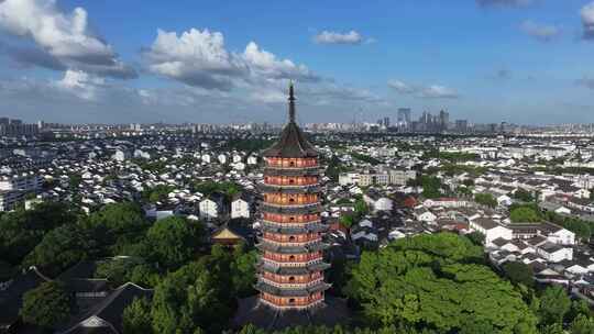 江南姑苏地标报恩寺北寺塔（航拍运镜）