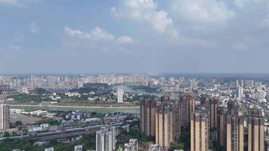 航拍四川内江大景内江城市建设