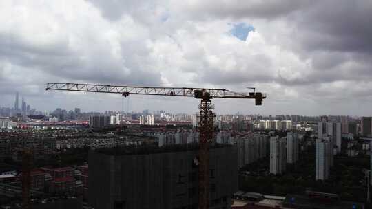 上海施工的大楼 塔吊 航拍