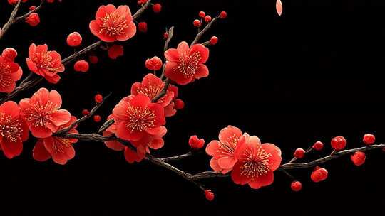 红色梅花特写素材