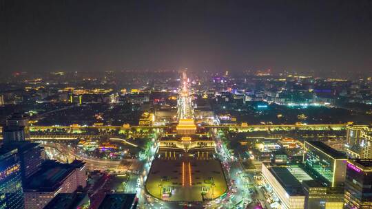 西安永宁门夜景航拍延时8K