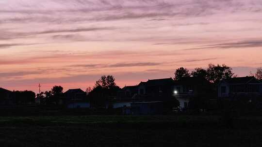 航拍农村夕阳