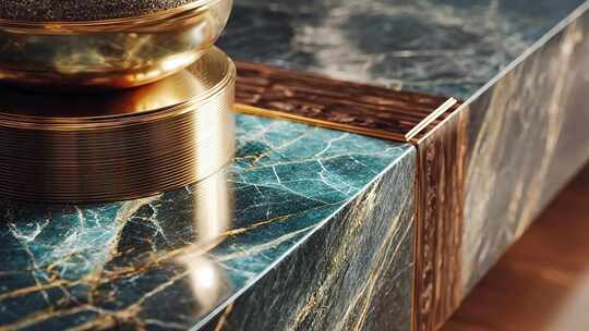 大理石台面金属摆件素材