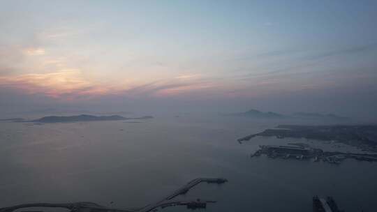 海上夕阳晚霞日落航拍