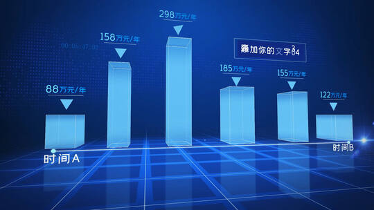 蓝色科技柱状图数据展示AE模板AE视频素材教程下载