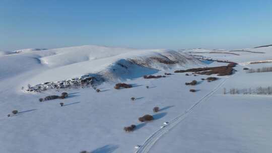 呼伦贝尔冬季原野雪景