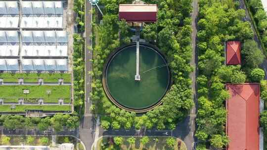 航拍城市污水处理厂