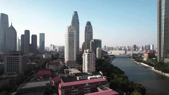 天津海河风景津湾赤峰桥城市风光航拍