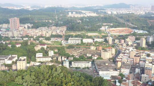 航拍深圳龙华区观澜现代化城市建设