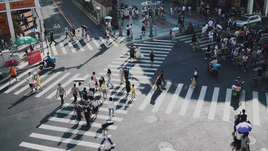 繁华街道人行道壮观人群人流【商用需购买】