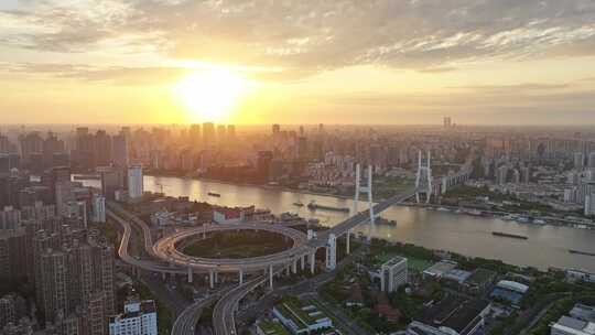 南浦大桥 上海桥梁 黄浦江 上海城市日出