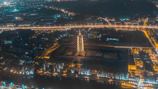 南京大报恩寺夜景航拍