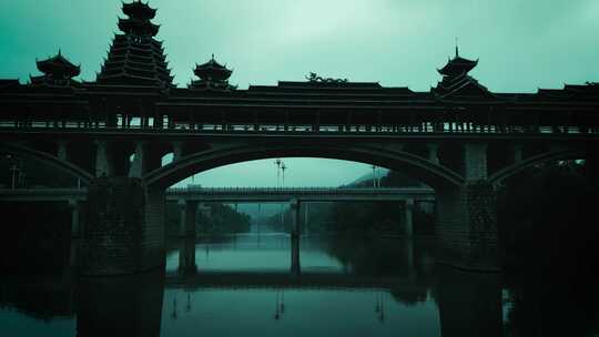 侗族风雨桥视频素材模板下载