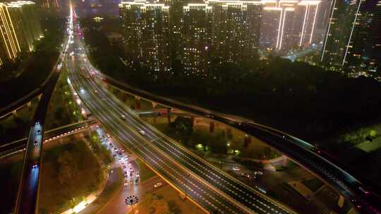 杭州滨江区江南大道立交桥高架桥夜晚夜景