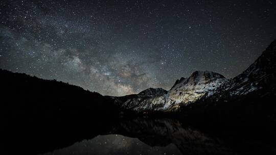 延时拍摄星湖夜空视频素材模板下载