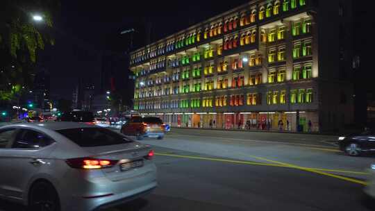 新加坡旧禧街警察局夜间车水马龙/旅游打卡