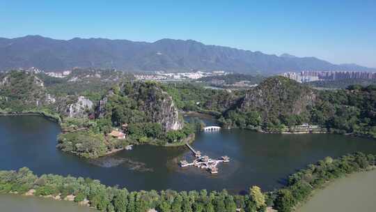 广东肇庆星湖景区七星山5A景区航拍