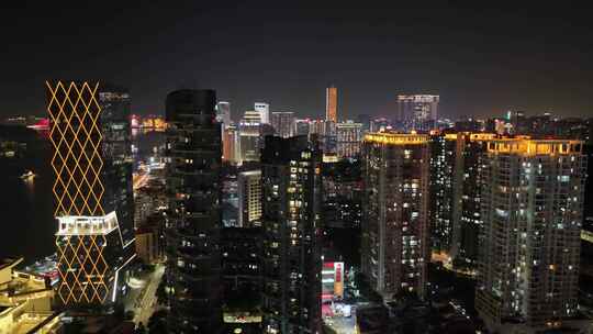 航拍福建厦门城市夜景