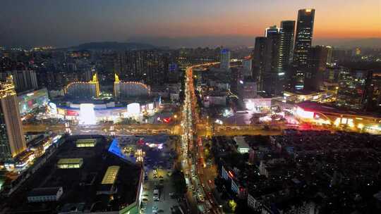 航拍福州城市夜景