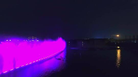 公园1903喷泉夜景航拍视频素材模板下载