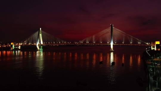 夜幕下的海口世纪大桥跨海大桥3视频素材模板下载