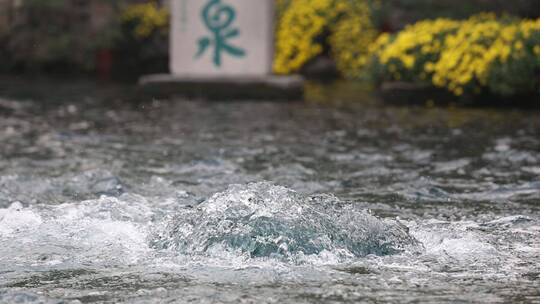 济南天下第一泉景区，趵突泉三股泉水喷涌视频素材模板下载