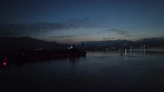 温州江心屿清晨蓝调航拍