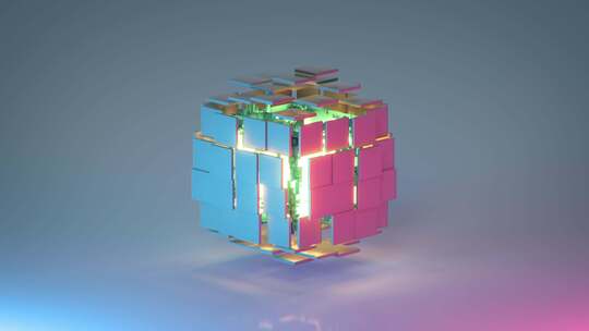抽象科幻立方体。未来派技术结构。无缝循环