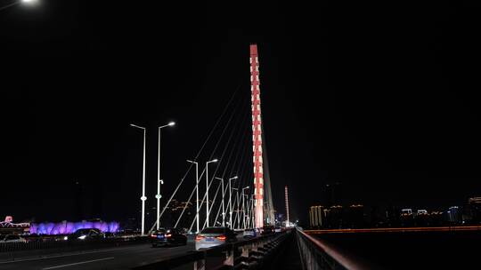 杭州钱塘江大桥夜景视频素材模板下载