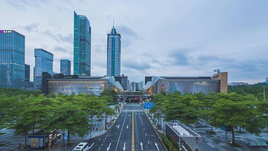 深圳市中心图书馆和音乐厅延时摄影4k视频素材模板下载