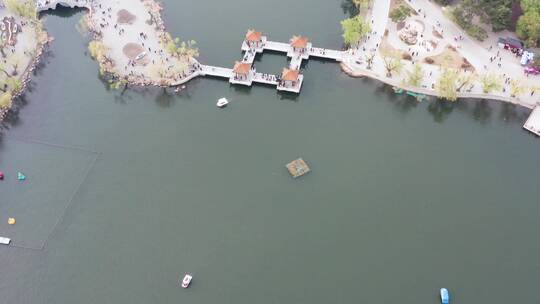 长春南湖公园航拍视频素材模板下载