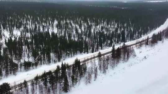 4K航拍北欧芬兰雪景风光
